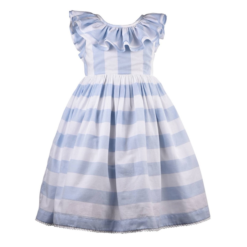 Cotton Kids Blue & White Striped Dress – Size 8 – Classic Summer Style